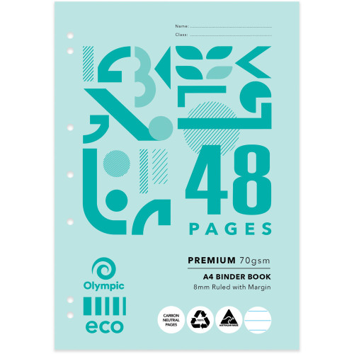 Eco Binder Book A4 8mm Ruled 48 Pages