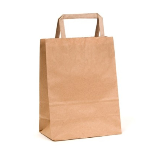 Recycled Brown Paper Mini Carry Bag with flat paper handles (Pack of 50)