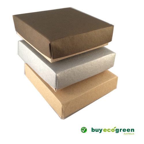 Recycled Gift Box (105mm square) - Silver and Natural Kraft (Pack of 5)