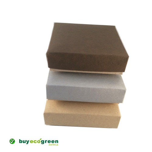Recycled Gift Box (105mm square) - Silver and Natural Kraft (Pack of 5)