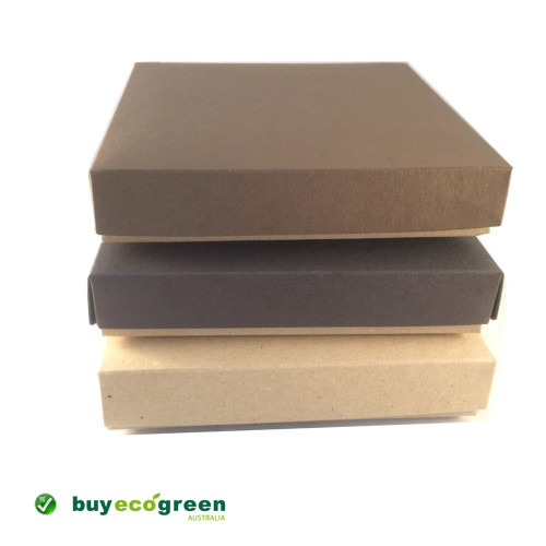 Recycled Gift Box (155mm square) - Chocolate and Natural Kraft (Pack of 5)