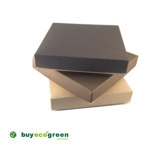 Recycled Gift Box (155mm square) - Chocolate and Natural Kraft (Pack of 5)