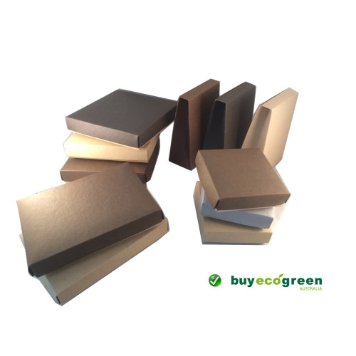 Recycled Gift Box (155mm square) - Chocolate and Natural Kraft (Pack of 5)