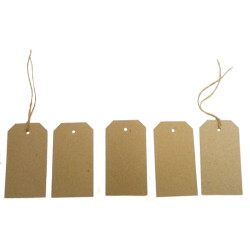 Recycled Swing Tags - Eco Brown 230gsm Duplex Swing Tags 55mm x 90mm (pack of 100). 