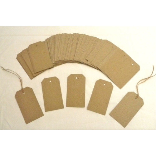 Recycled Swing Tags - Eco Brown 230gsm Duplex Swing Tags 55mm x 90mm (pack of 100).