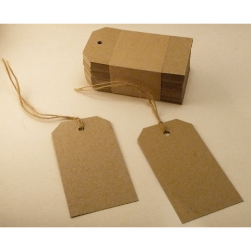Recycled Swing Tags - Eco Brown 230gsm Duplex Swing Tags 55mm x 90mm (pack of 100).