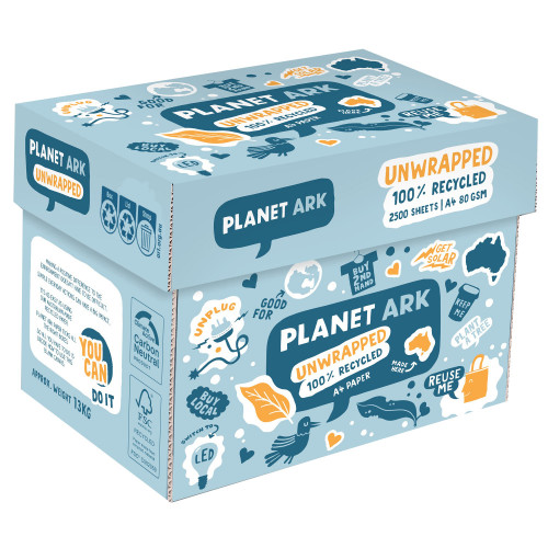 Unwrapped planet Ark Paper 100%  Recycled, A4 - Box of 2500 sheets