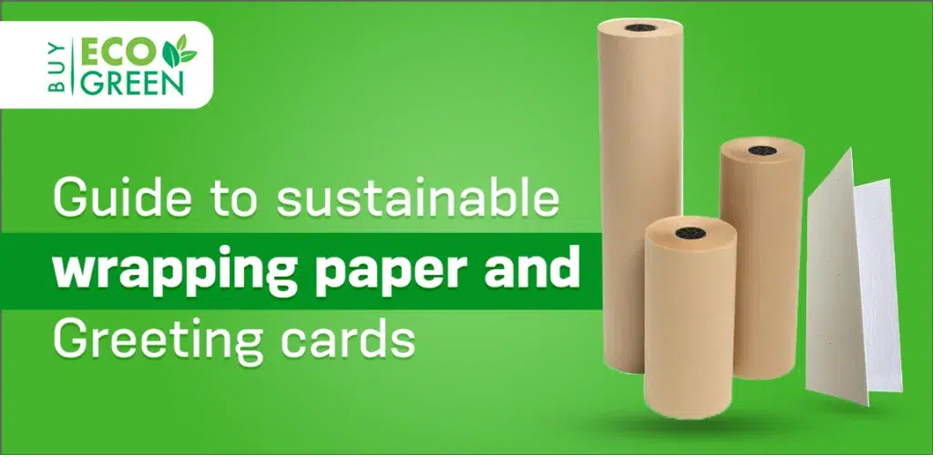 sustainable wrapping paper and greeting cards