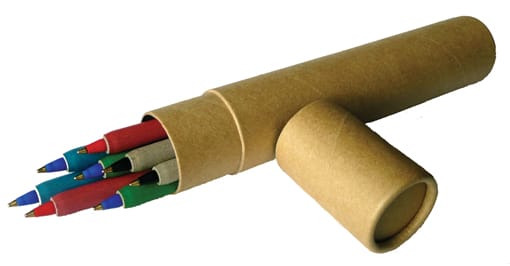8 EcoFirst Recycled Paper Pens in Recycled Paper Tube