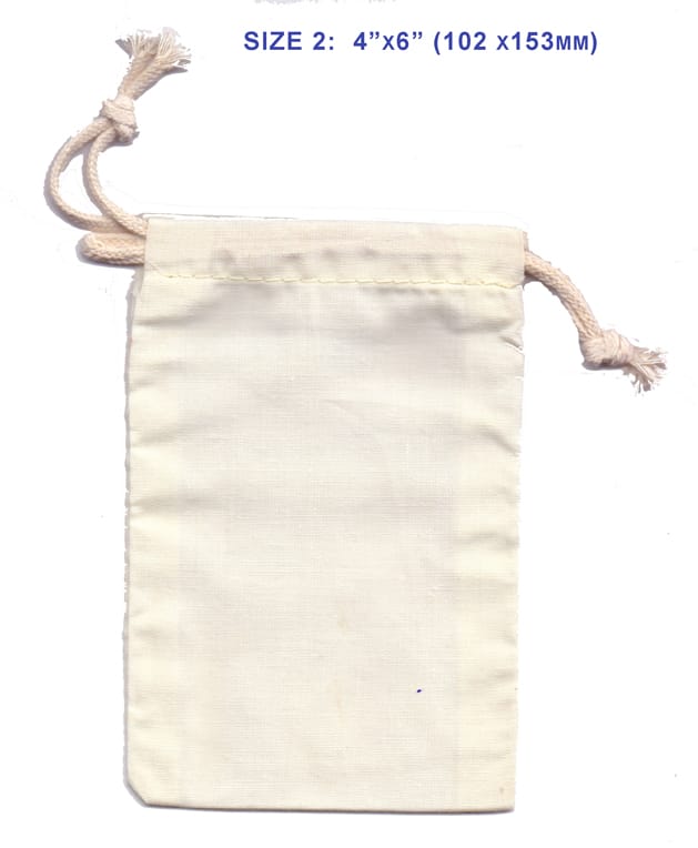 Cotton Calico Bag 100 x 200mm (4 x 8”) with double drawstring