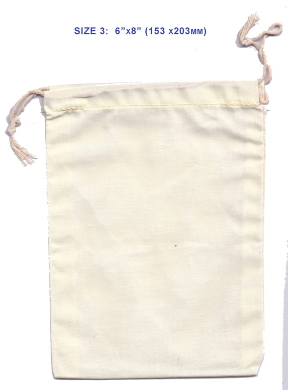 Cotton Calico Bag 175 x 225 mm (7 x 9”) with double drawstring