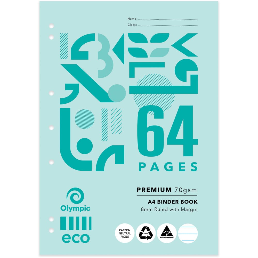 Eco Binder Book A4 8mm Ruled 64 Pages