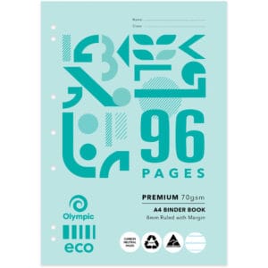 Eco Binder Book A4 8mm Ruled 96 Pages
