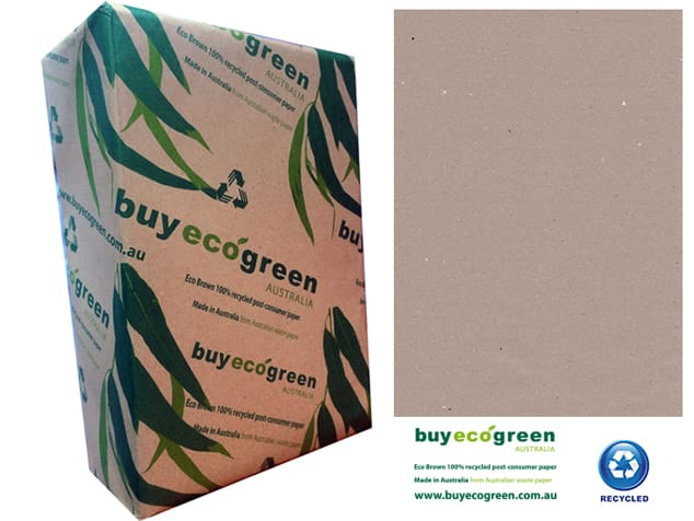 Eco Brown A4 110gsm 100% recycled paper (Box of 4 reams)