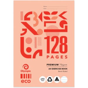 Eco Exercise Book A4 8mm Ruled 128 Pages