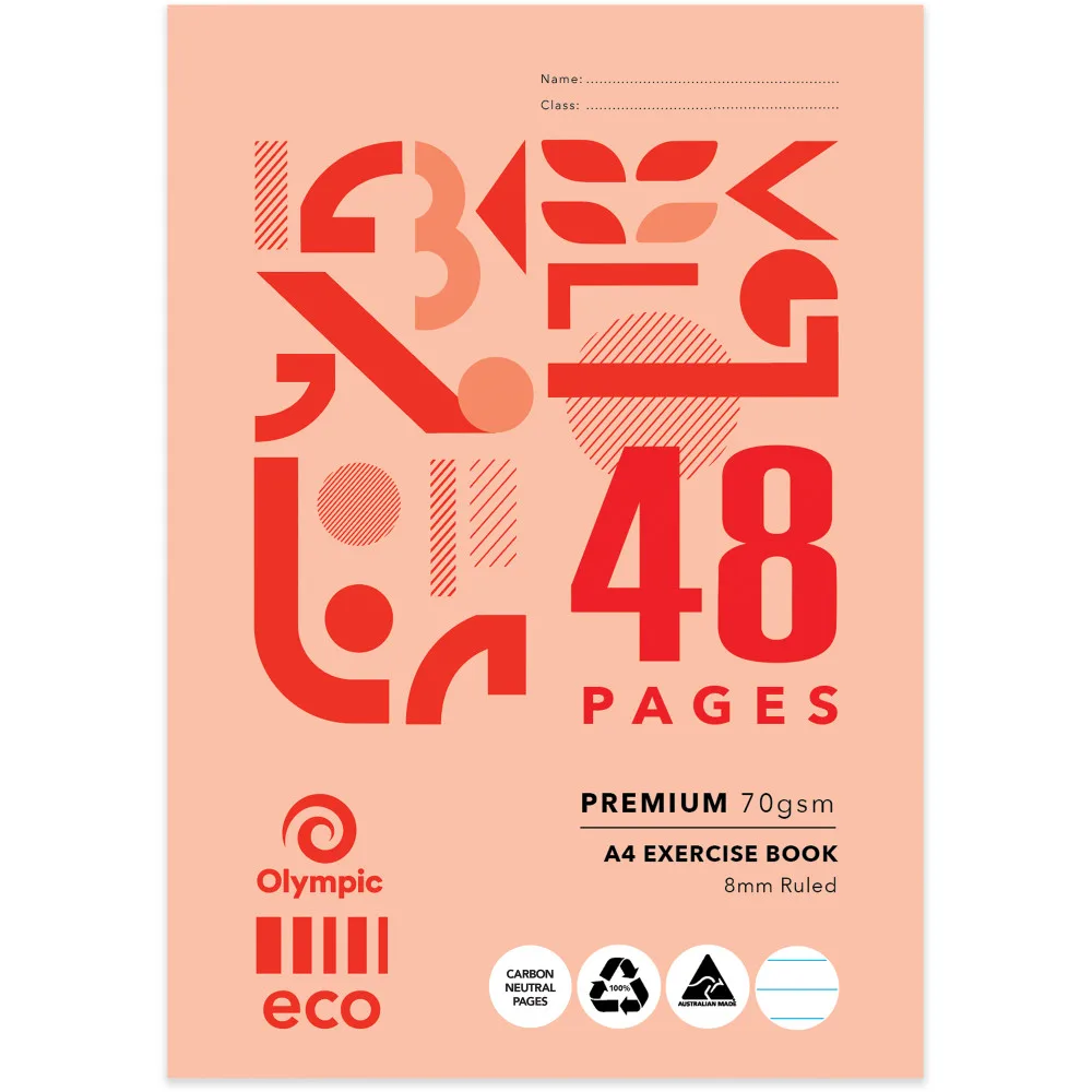 Eco Exercise Book A4 8mm Ruled 48 Pages