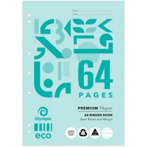 Eco Exercise Book A4 8mm Ruled 64 Pages