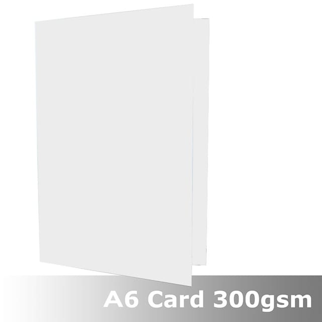 Eco White 300gsm card 148mm x 210mm creased for folding to A6 (Pack of 50)