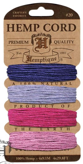 Hemp Cord - Card Set of 4 Berry Bar colours