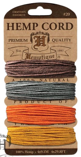 Hemp Cord - Card Set of 4 Harvest colours