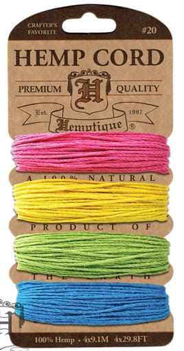 Hemp Cord - Card Set of 4 Razzle Dazzle colours