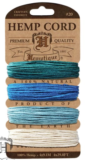 Hemp Cord - Card Set of 4 shades of Aquamarine