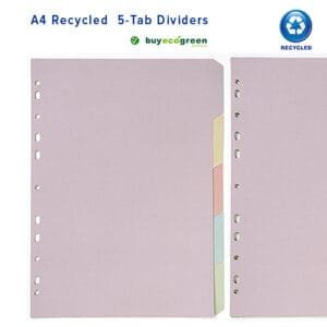 Recycled 5 Tab Dividers A4 - 5 colours