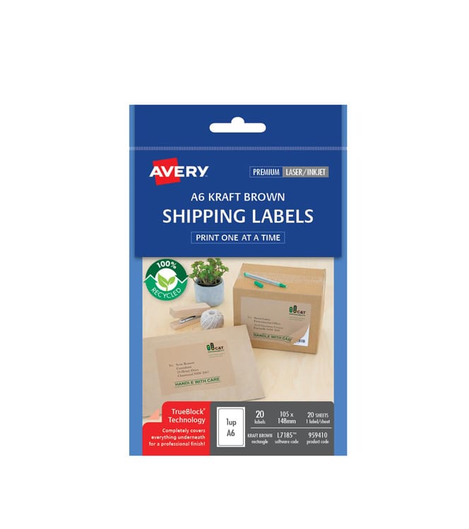 Recycled Brown A6 Shipping Labels