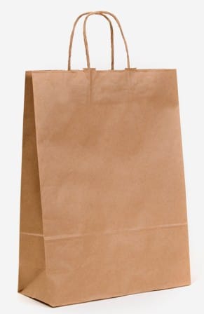 Recycled Brown Paper Large Carry Bag with twisted paper handles (Pack of 50)