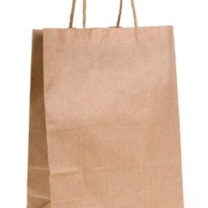 Recycled Brown Paper Medium Carry Bag with twisted paper handles (Pack of 50)