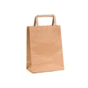 Recycled Brown Paper Mini Carry Bag with flat paper handles (Pack of 50)