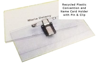 Recycled Convention Card Holders, with brown recycled name cards. Pack 25.