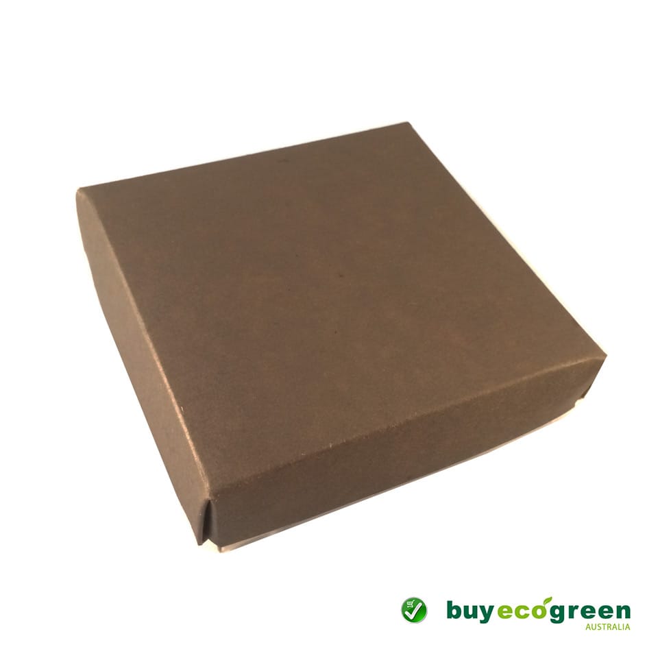 Recycled Gift Box (105mm square) - Chocolate and Natural Kraft (Pack of 5)