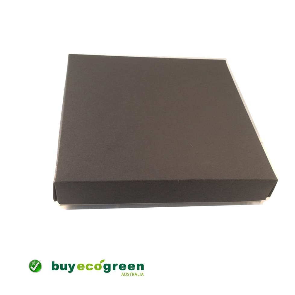Recycled Gift Box (155mm square) - Black and Natural Kraft (Pack of 5)