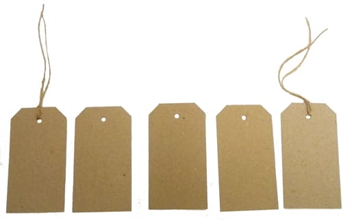 Recycled Swing Tags - Eco Brown 230gsm Duplex Swing Tags 55mm x 90mm (pack of 100).