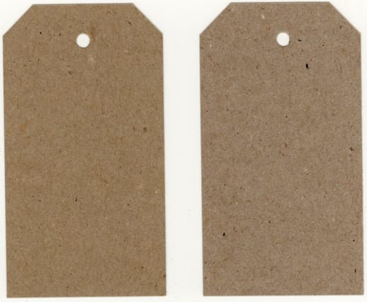 Recycled Swing Tags - Eco Brown 230gsm Duplex Swing Tags 55mm x 90mm (pack of 100).