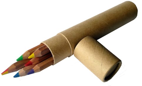 Thick Colour Pencils (5) including a Thick Rainbow Pencil in Recycled Paper Tube