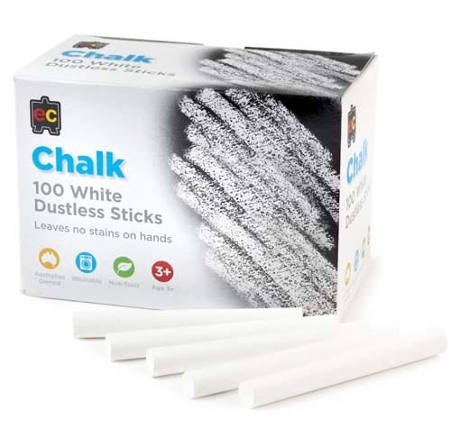 White Chalk - Box of 100 white blackboard chalk